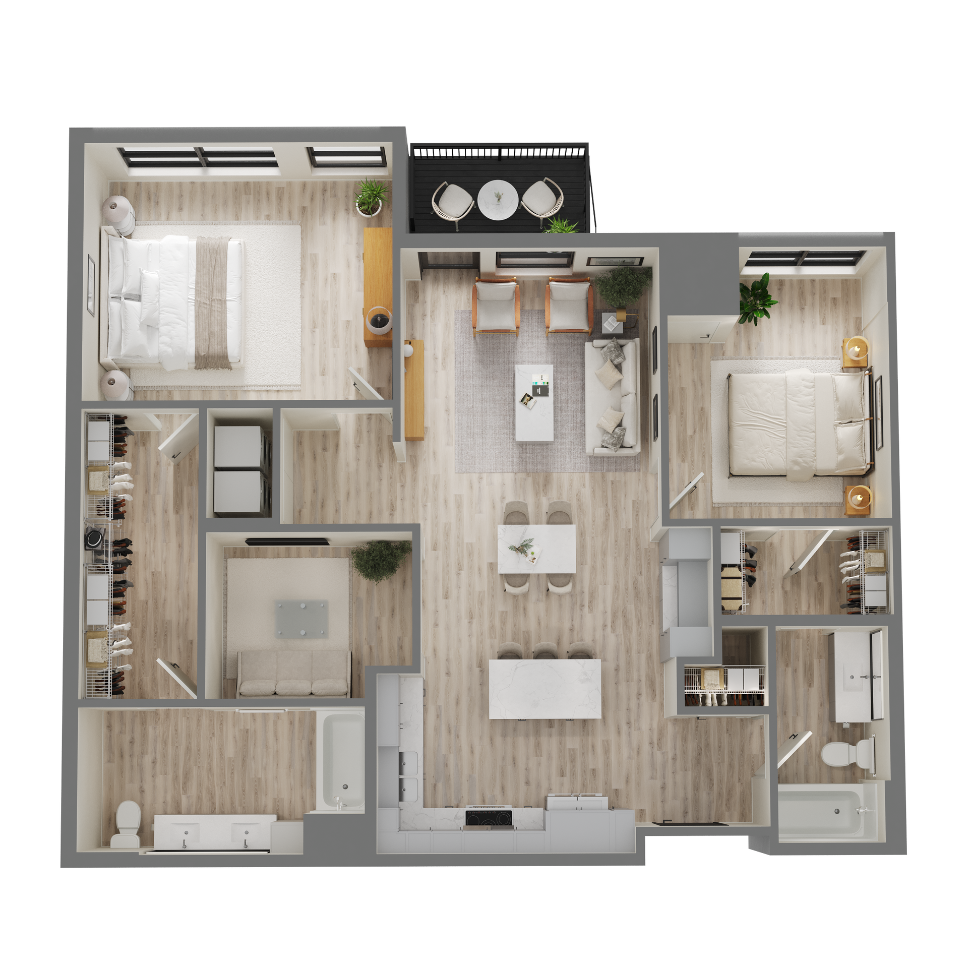 An aerial view of a floor plan of a house.