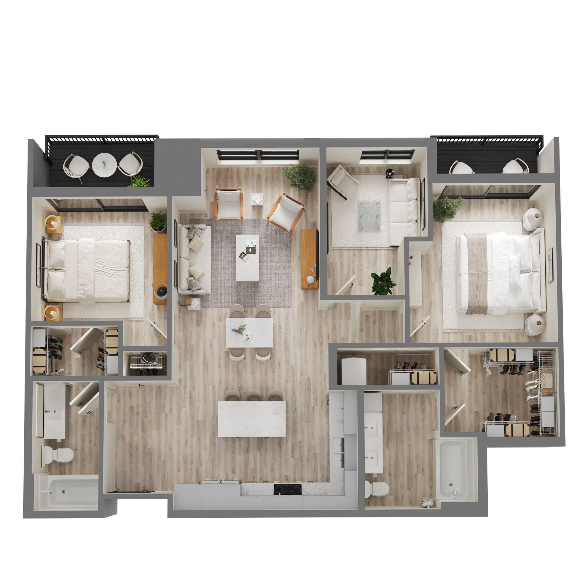 An aerial view of a floor plan of a house.