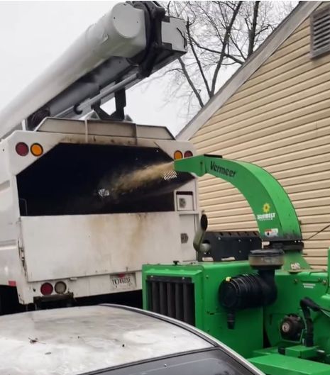 Tree Service Equipment in Residential Area