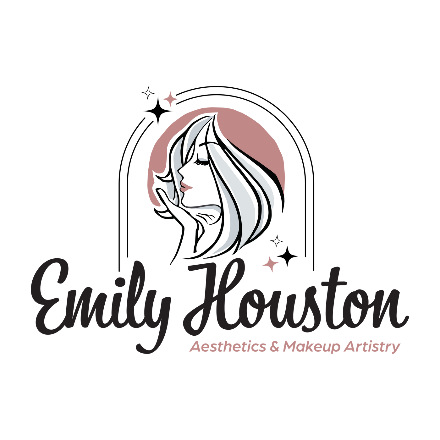 A logo for emily houston aesthetics and makeup artistry