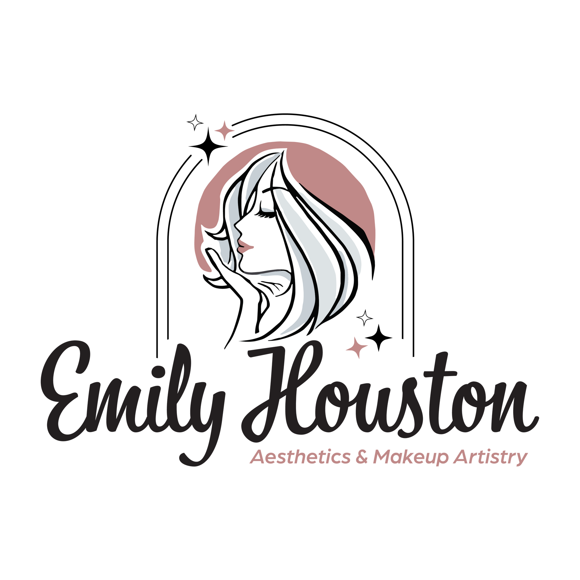 A logo for emily houston aesthetics and makeup artistry