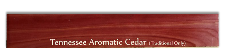 A piece of red wood with tennessee aromatic cedar written on it