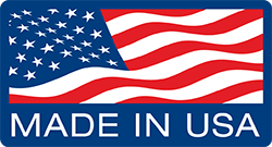 A made in usa sticker with an american flag on it.
