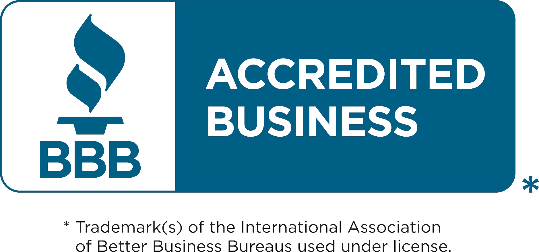 The bbb logo is blue and has a flame on it.