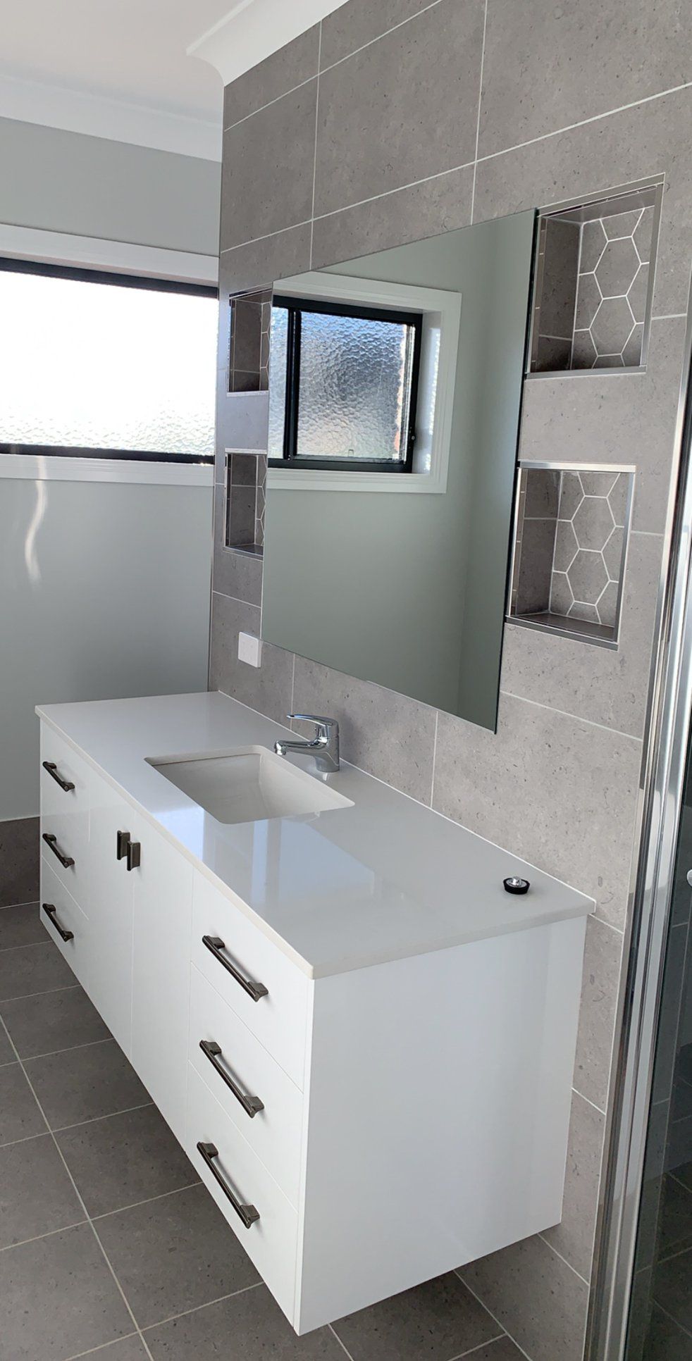 Bathroom Sink with Custom White Cabinet — Simmonds Kitchens & Detailed Joinery in Tamworth, NSW