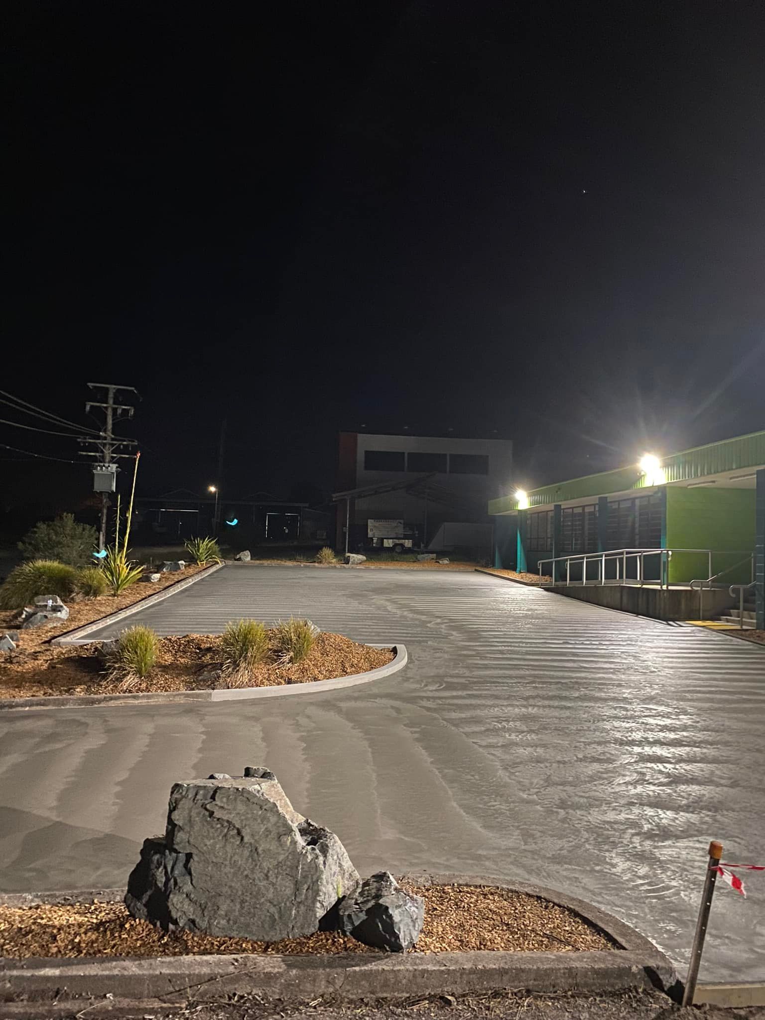 View of an empty carpark at night — Williams Concreting In Nabiac, NSW