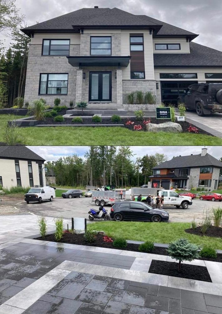 Une grande maison avec beaucoup de voitures garées devant.