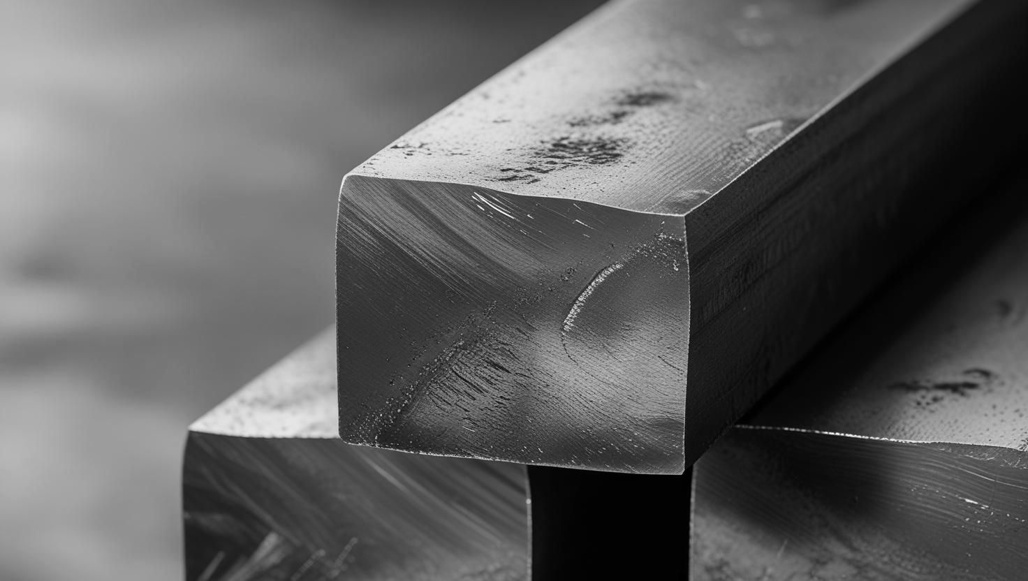 A black and white photo of a stack of metal bars