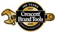 The logo for crescent brand tools has a wrench on it.