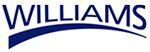 The logo for williams is blue and white with a blue curve.