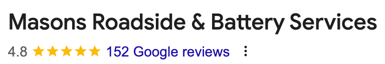 Google Reviews Mason's Roadside Services
