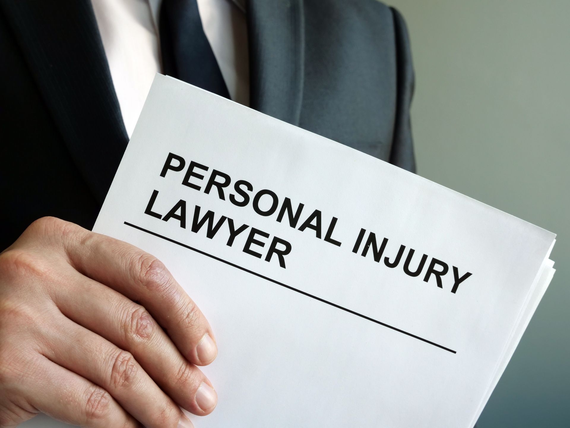 A personal injury lawyer holding a legal document in an office. A personal injury lawyer holding a legal document in an office.