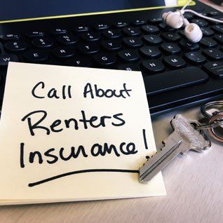 Call about renters Insurance sticky note image