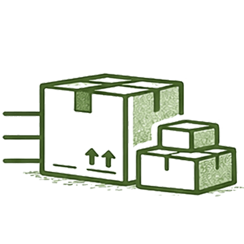 白色背景上的綠色方框大小不一，有些則有向上箭頭。