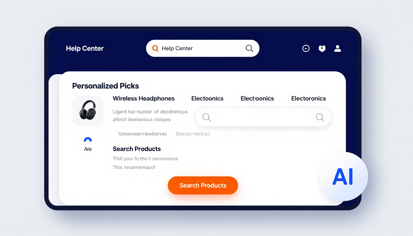 Tablet displaying an AI-powered online store interface with product recommendations.