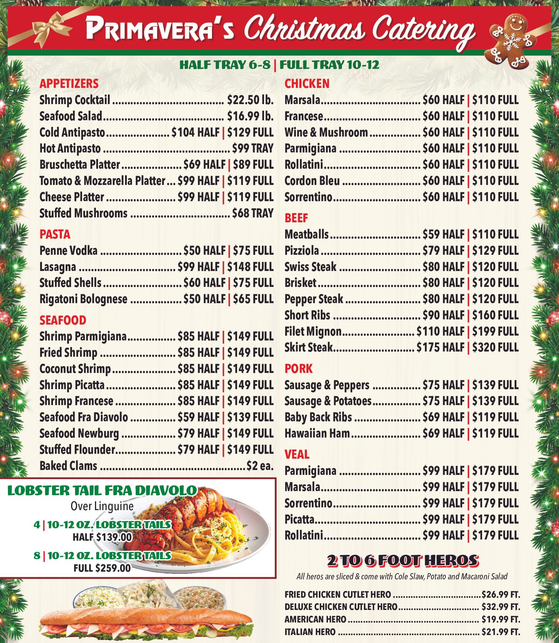 Primavera Italian Specialties Specials Primavera Italian Specialties Specials