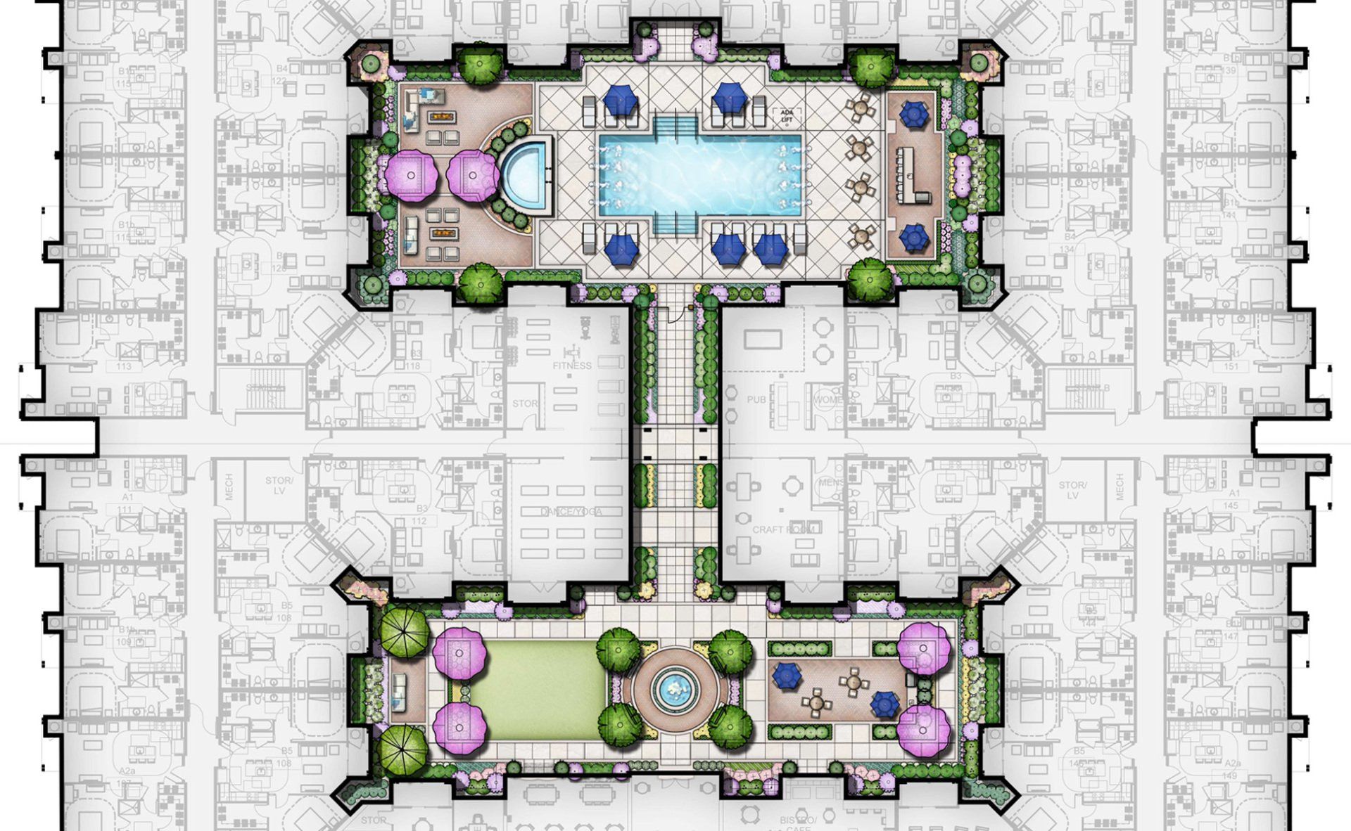 avenida courtyard plan rendering