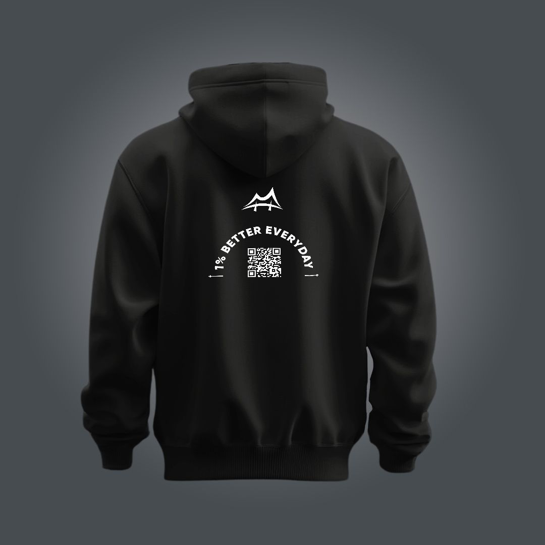 1% Better Everyday Black Updatable QR Code Hoodie