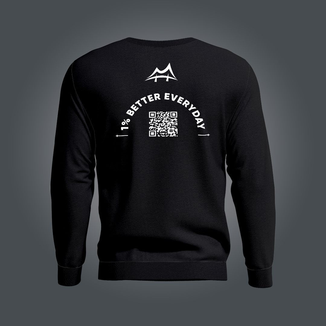 1% Better Everyday Black Updatable QR Code Sweatshirt