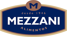 Uma placa azul que diz mezzani alimentos