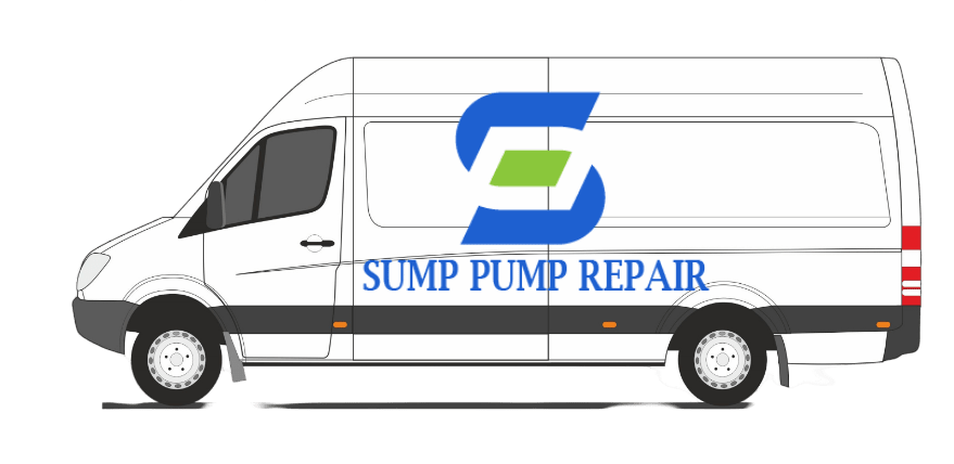 A white van with the words sump pump repair on it.