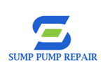 A blue and green logo for sump pump repair