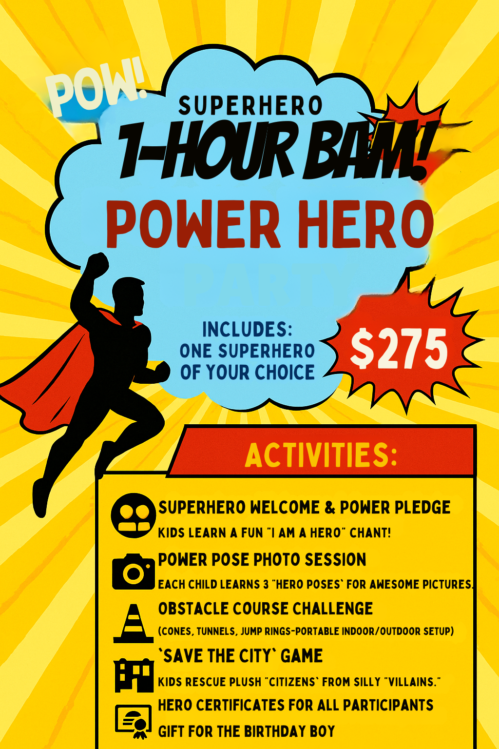 Advertisement for princess makeover parties: pink theme with makeup, chairs, and runway for guests.