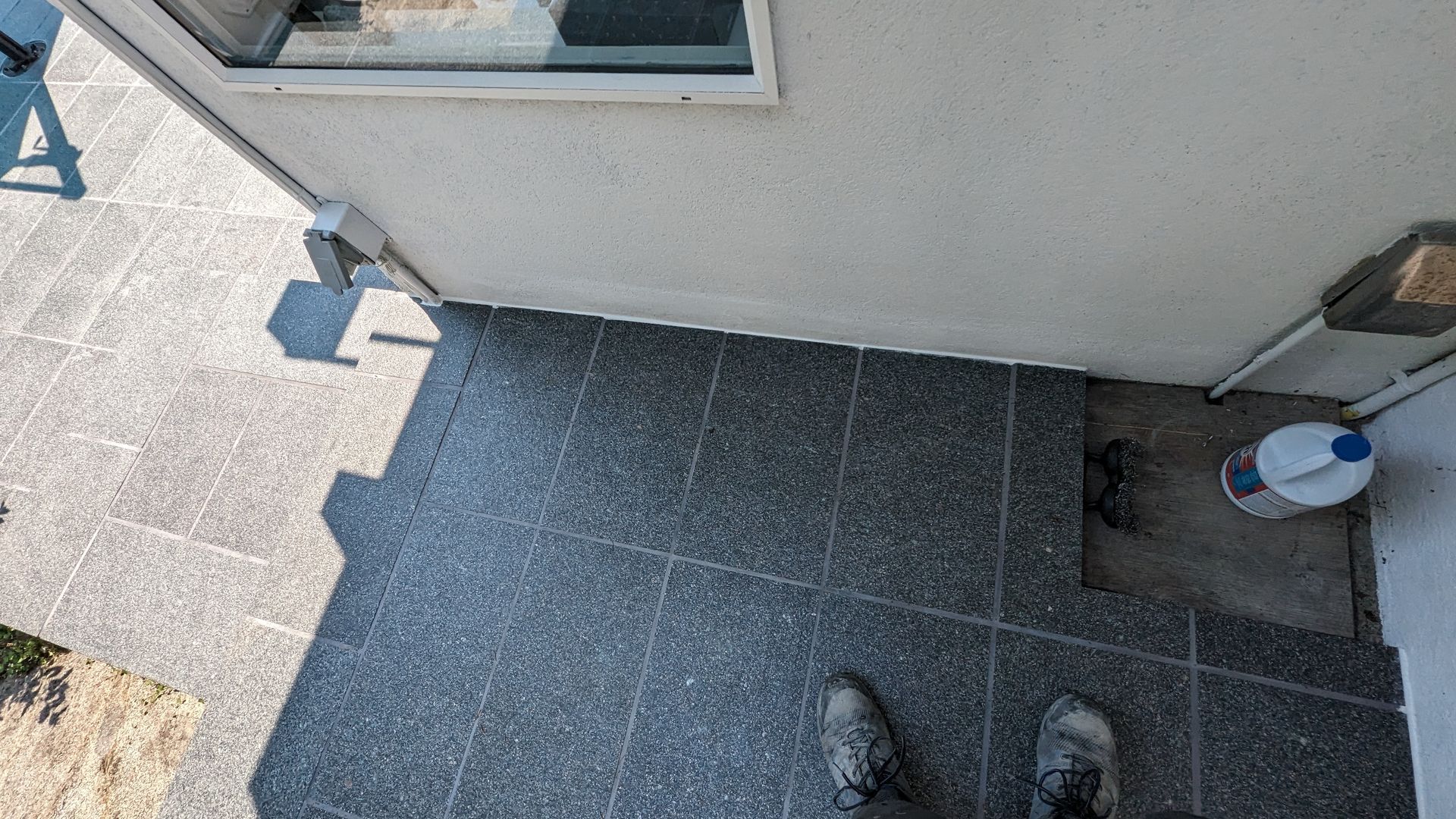 Gray granite tile flooring outside