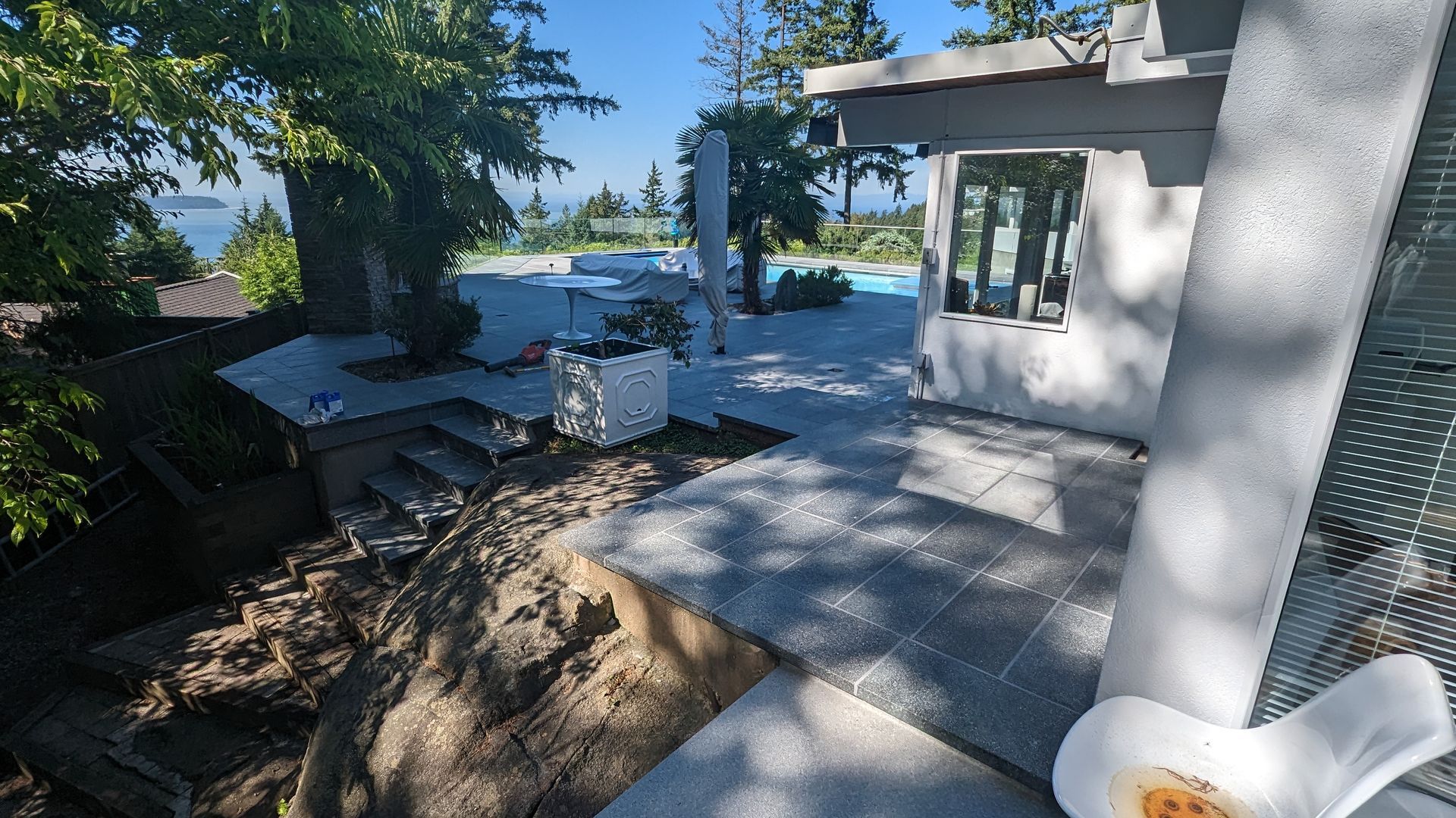 View of granite patio before sealer was applied