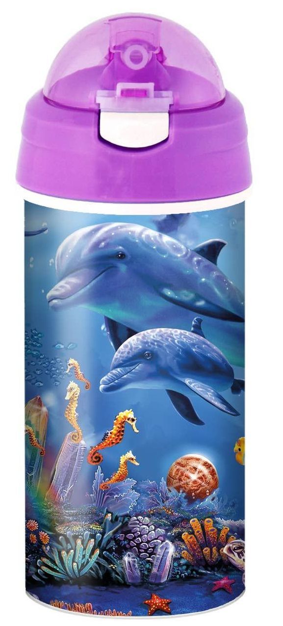 3D BPA free plastic dolphin drink bottle