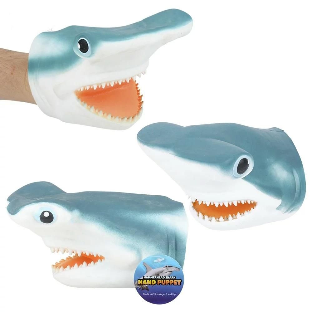 soft rubber great white shark hand puppet