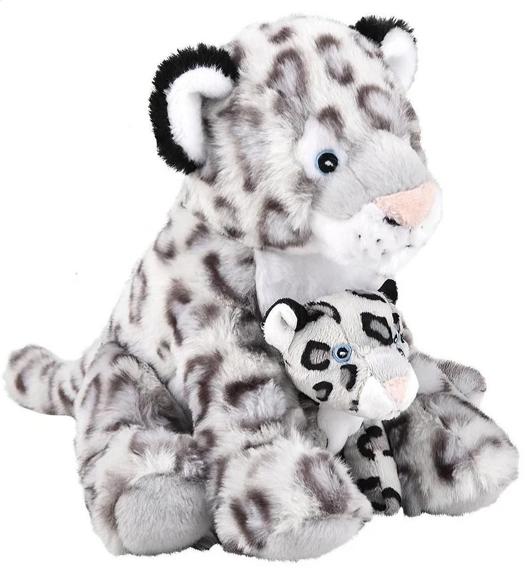 Heirloom Brand eco-friendly plush soft toy snow leopard with baby stuffed animal plushie