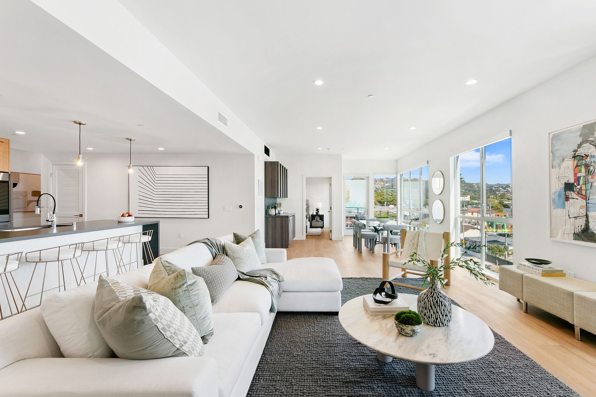 Photo of a living room with plenty of natural lighting