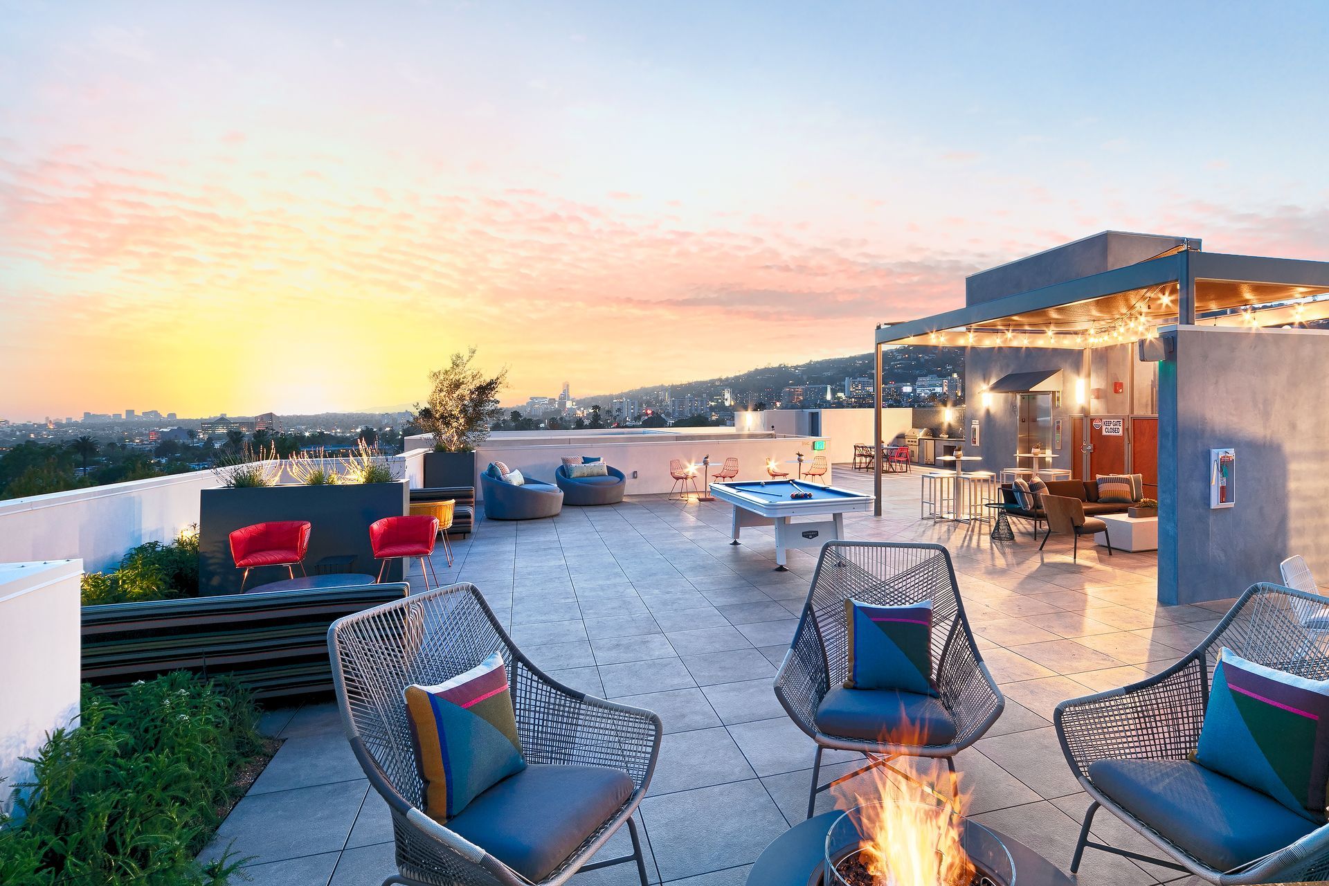 Photo of a rooftop lounge