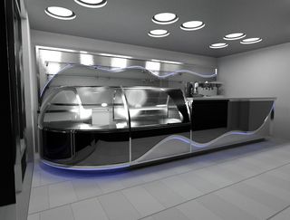 interno bar con bancone in costruzione