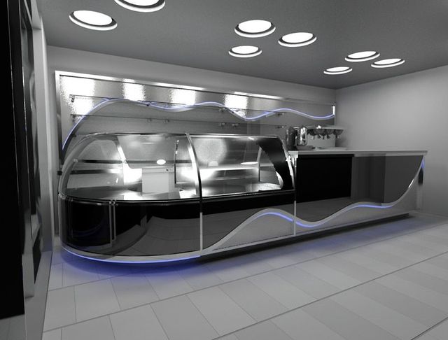 interno bar con bancone in costruzione