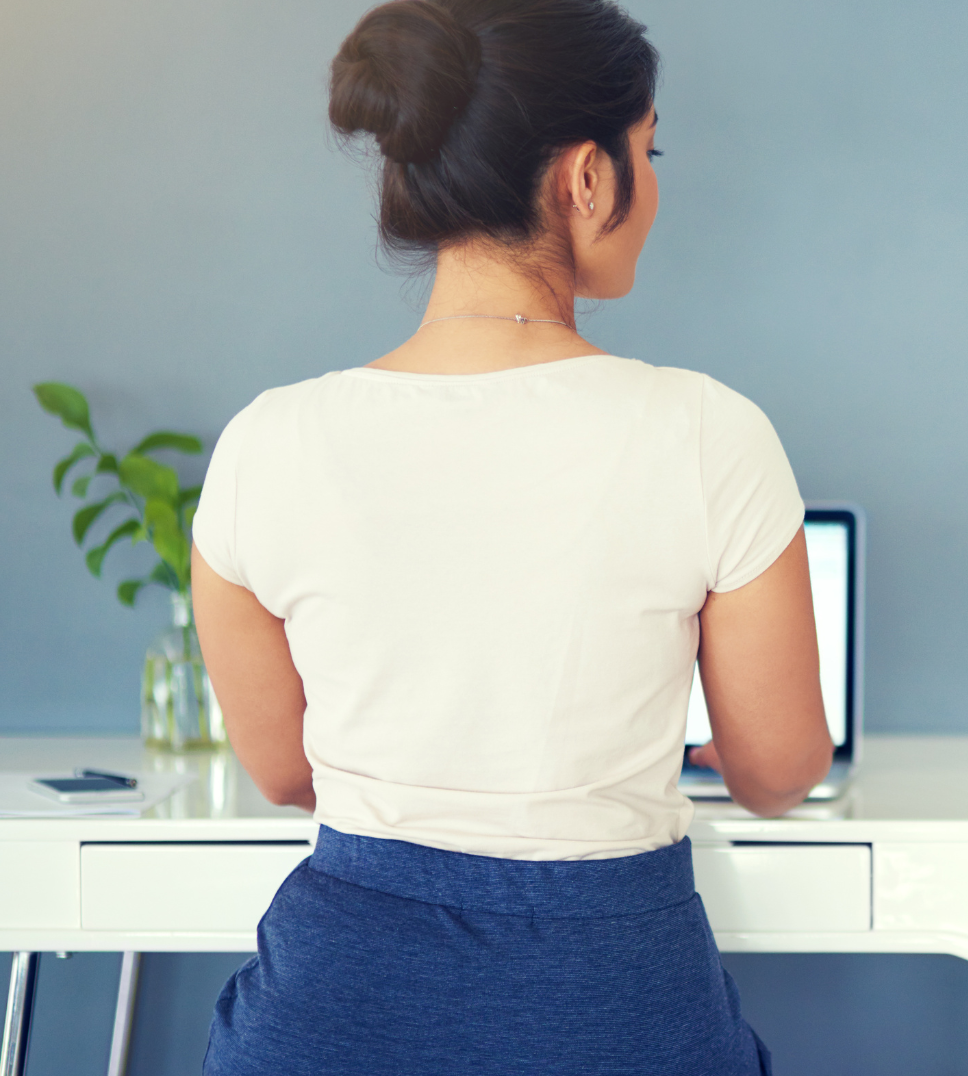 woman working at computer in home office