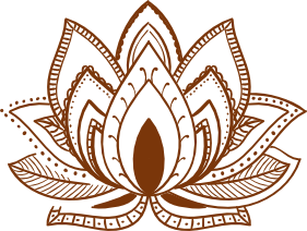 A brown and white drawing of a lotus flower