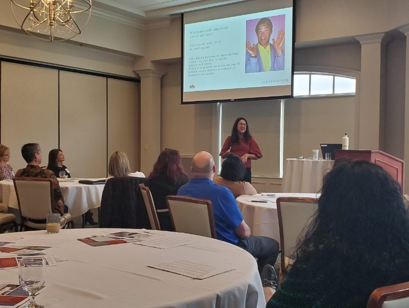 marla teaching a workshop on mental and emotional health using mindfulness and yoga meditation