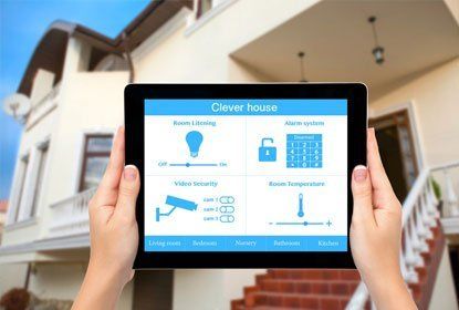 images of alarm systems on the tablet