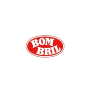 Um logotipo bom bril vermelho e branco sobre um fundo branco