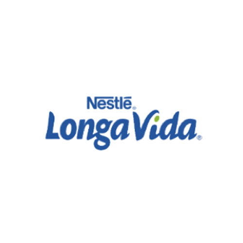 Um logotipo da Nestlé Longa Vida em um fundo branco