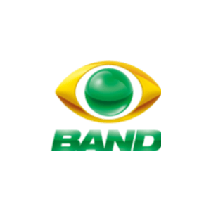 Um logotipo de banda amarelo e verde com uma bola verde no centro