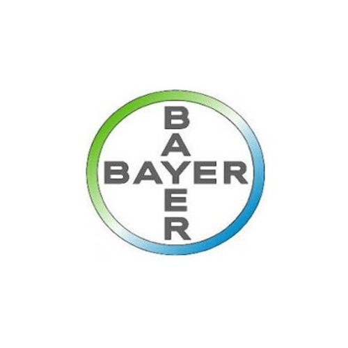 O logotipo da bayer é um círculo verde e azul com uma cruz no meio.