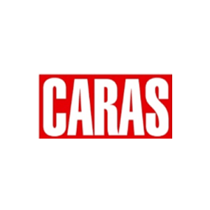 Um logotipo vermelho e branco para a revista caras