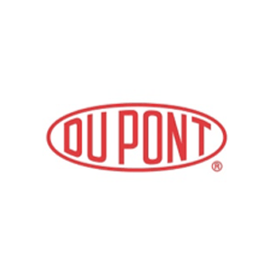 Um logotipo vermelho para du pont em um fundo branco
