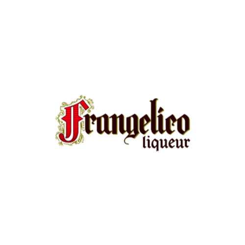 Um logotipo para licor frangelico em um fundo branco