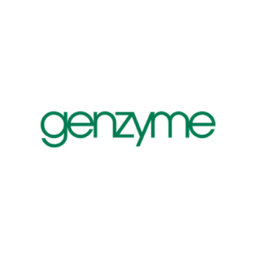 Um logotipo verde e branco para genzyme em um fundo branco