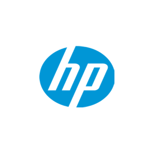 Um logotipo HP azul e branco em um fundo branco
