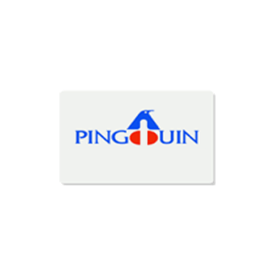 Um logotipo do ping duin em um fundo branco